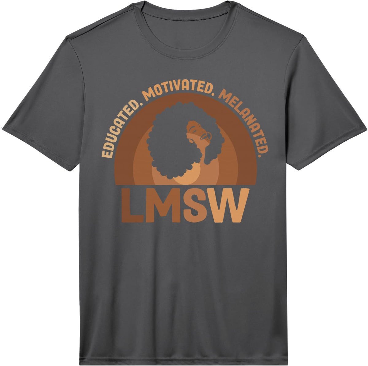 Mens Educated Melanated LMSW Black Licensed Master Social Worker Performance T-Shirt - Asphalt Grey