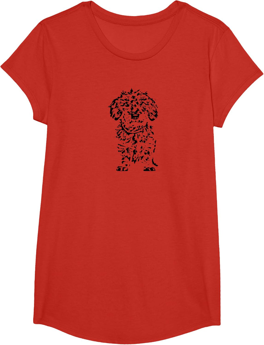 Wire Haired Dachshund Wiener Dog Gift Black Doxie Men Women Girls Kids T-Shirt - Girls Red
