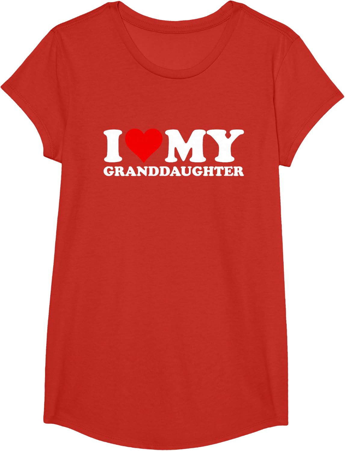 FUN FAMILY HEART LOVE APPAREL I LOVE HEART MY GRANDDAUGHTER GRANDKIDS GRAND DAUGHTER T-Shirt - Girls Red