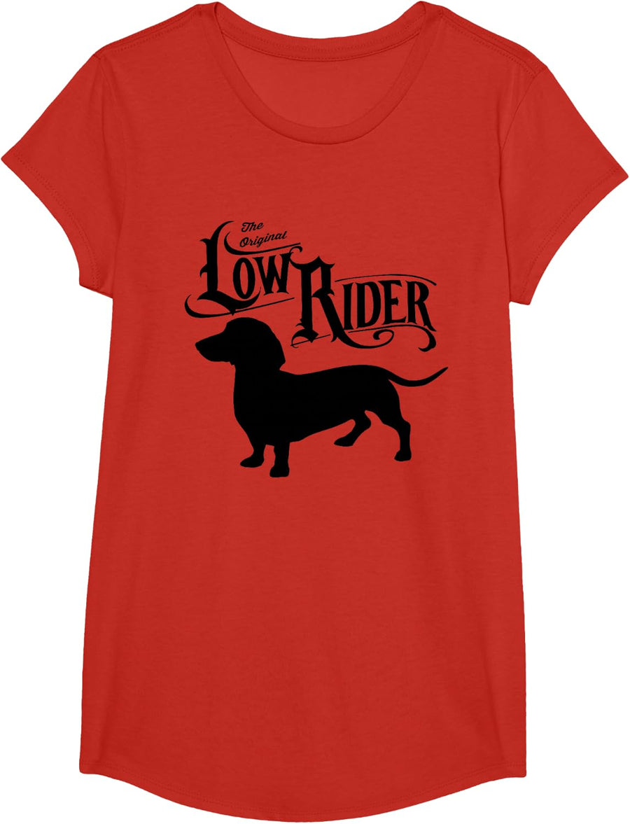 The Original Low Rider Dachshund Dog Funny T-shirt T-Shirt - Girls Red