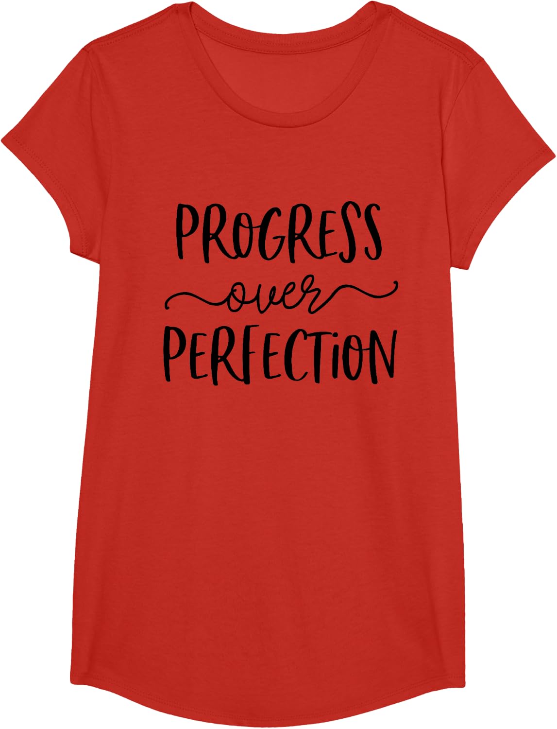 Growth Mindset Teacher Shirt Progress Over Perfection Tshirt T-Shirt - Girls Red
