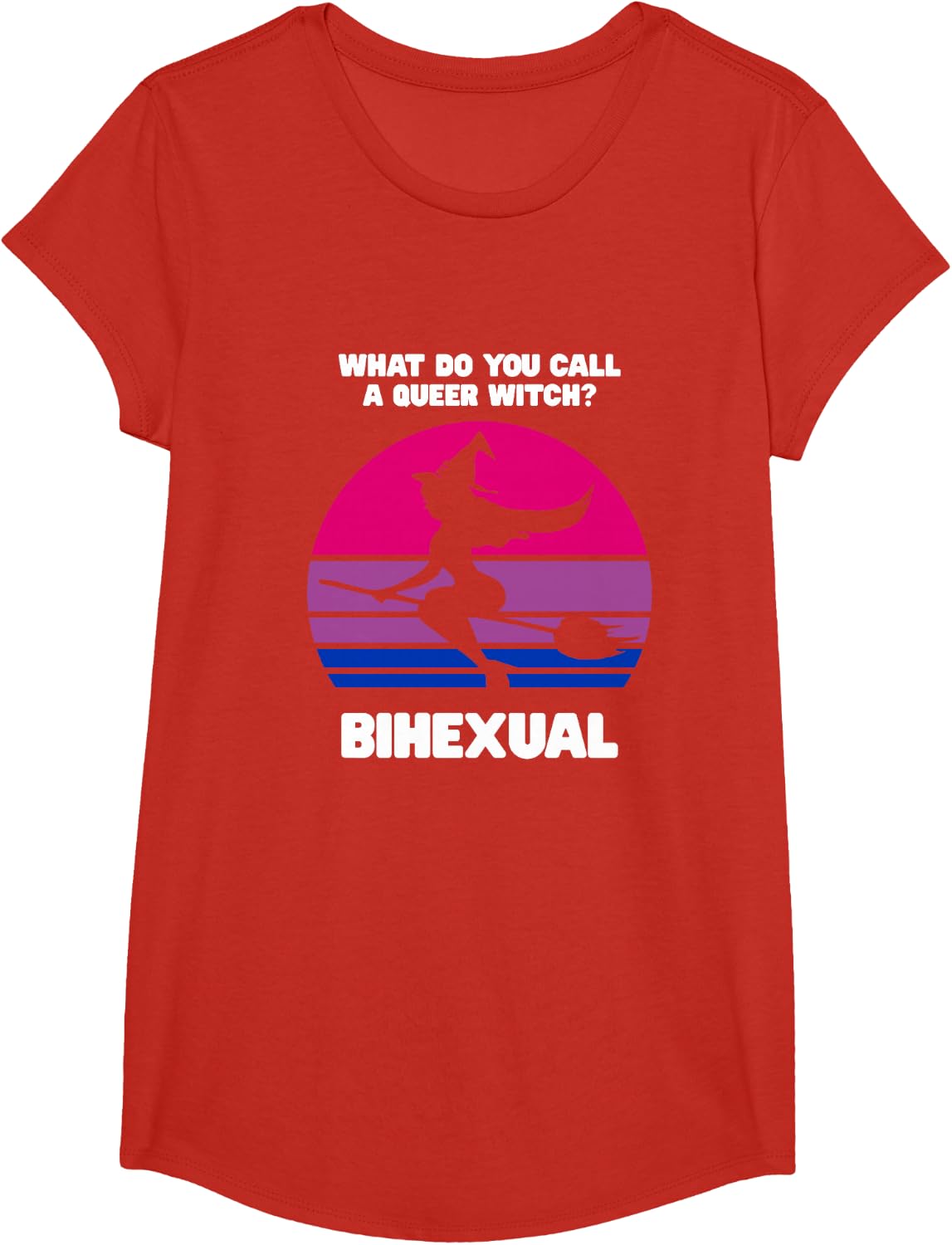 Bihexual Witch Bisexual Halloween Pride T-Shirt - Girls Red