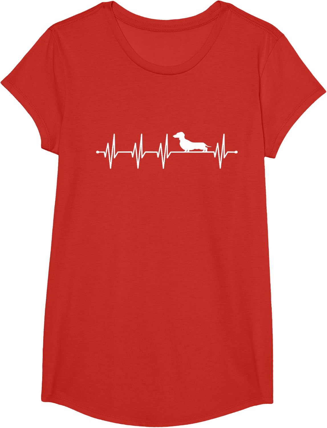 Heartbeat Heart Rate Dachshund Teckel for Men Women T-Shirt - Girls Red