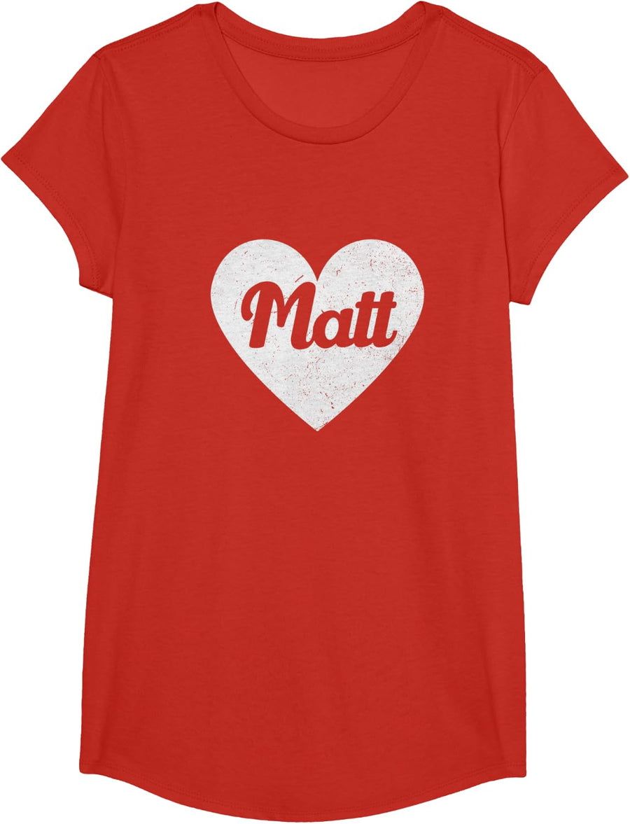 I Heart Matt - First Names And Hearts, I Love Matt T-Shirt - Girls Red