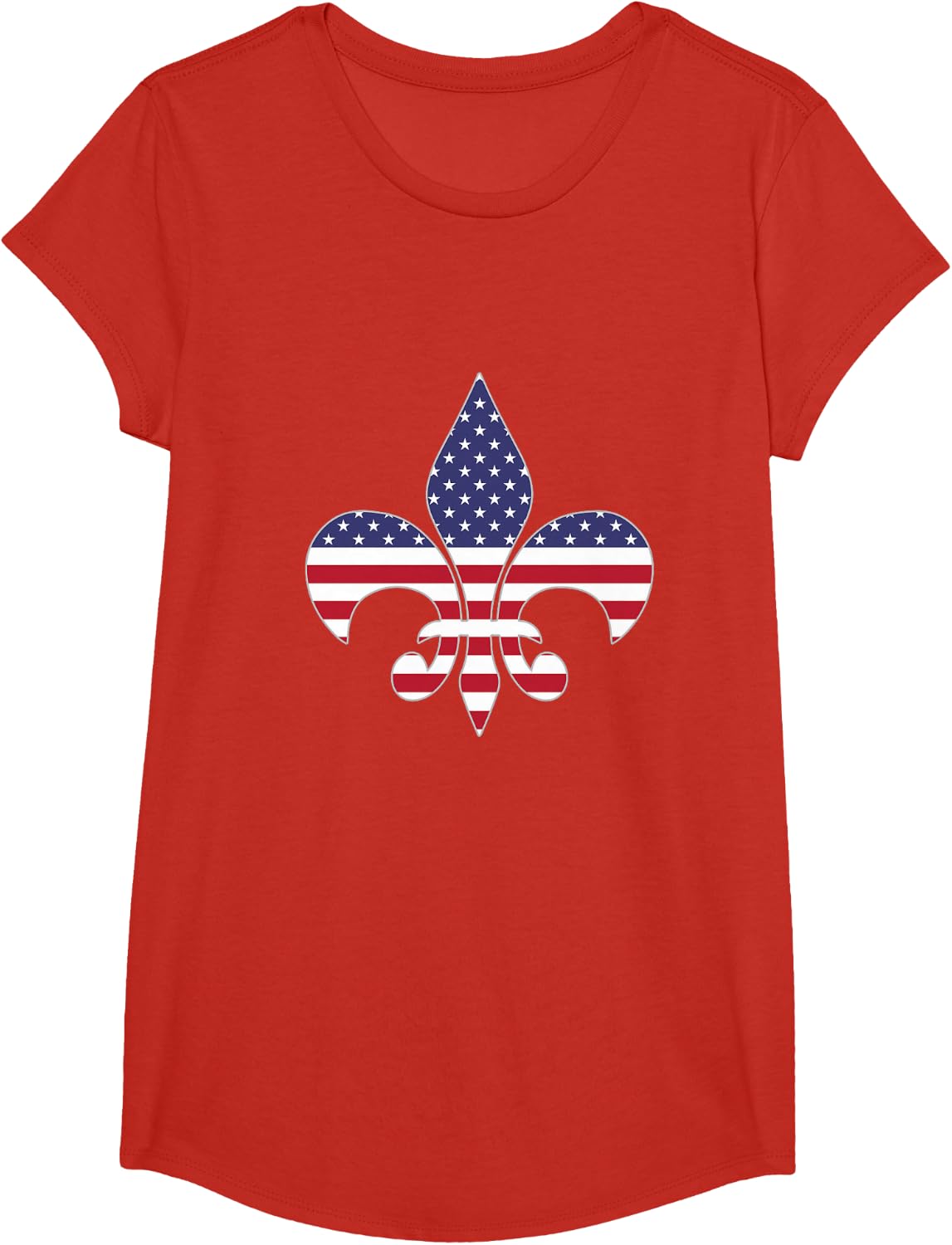 A fleur-de-lis symbol stylized American flag T-Shirt T-Shirt - Girls Red