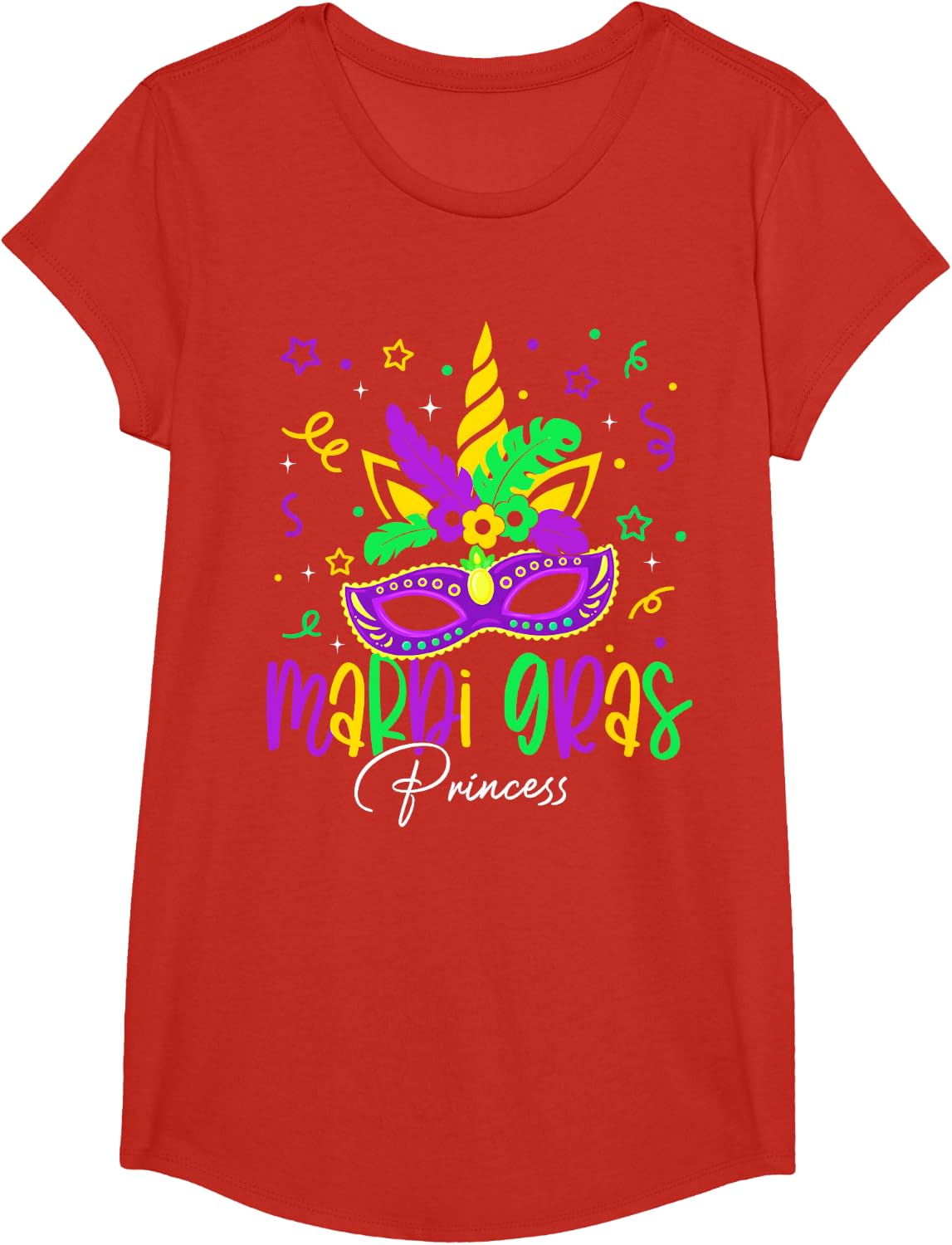 Mardi Gras Princess Mask Costume Parade Toddler Girl Kid T-Shirt - Girls Red