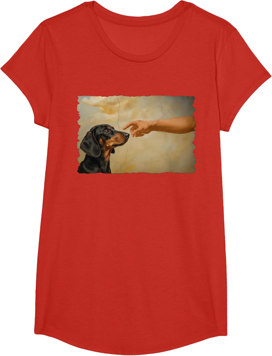 God Creates Dachshund Wiener Dog T-Shirt - Girls Red