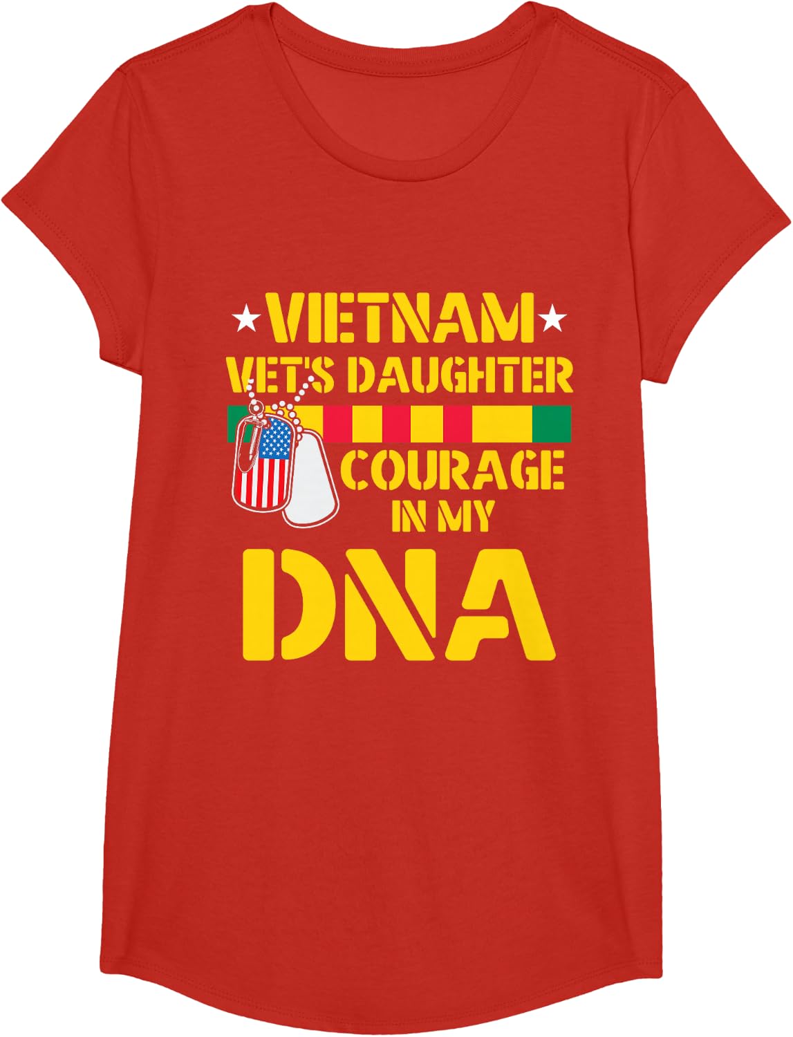 Vietnam Vet's Daughter Courage In My DNA US Flag T-Shirt - Girls Red