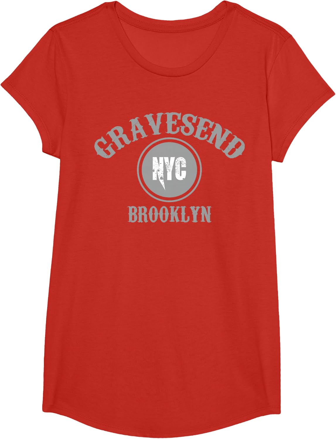 Cool T-Shirt - Gravesend Brooklyn NYC Tee T-Shirt - Girls Red