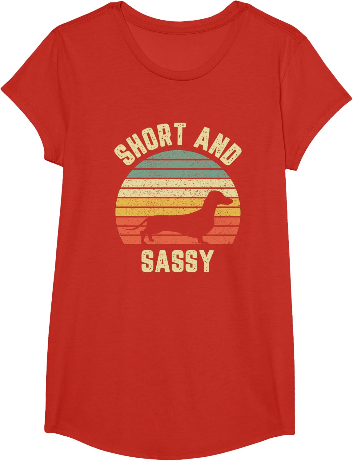 Vintage Dachshund Funny Weiner Dog Short Sassy T-Shirt - Girls Red