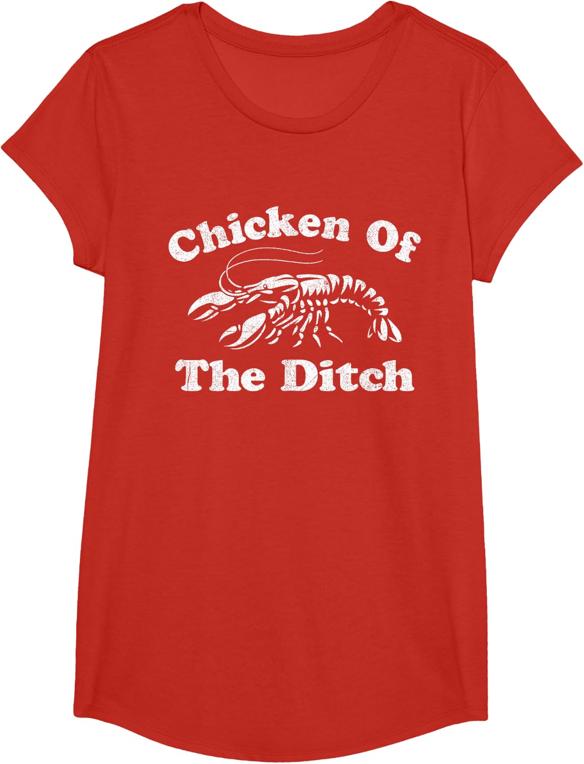 Chicken Of The Ditch Funny Crawfish Boil Cajun Mardi Gras T-Shirt - Girls Red