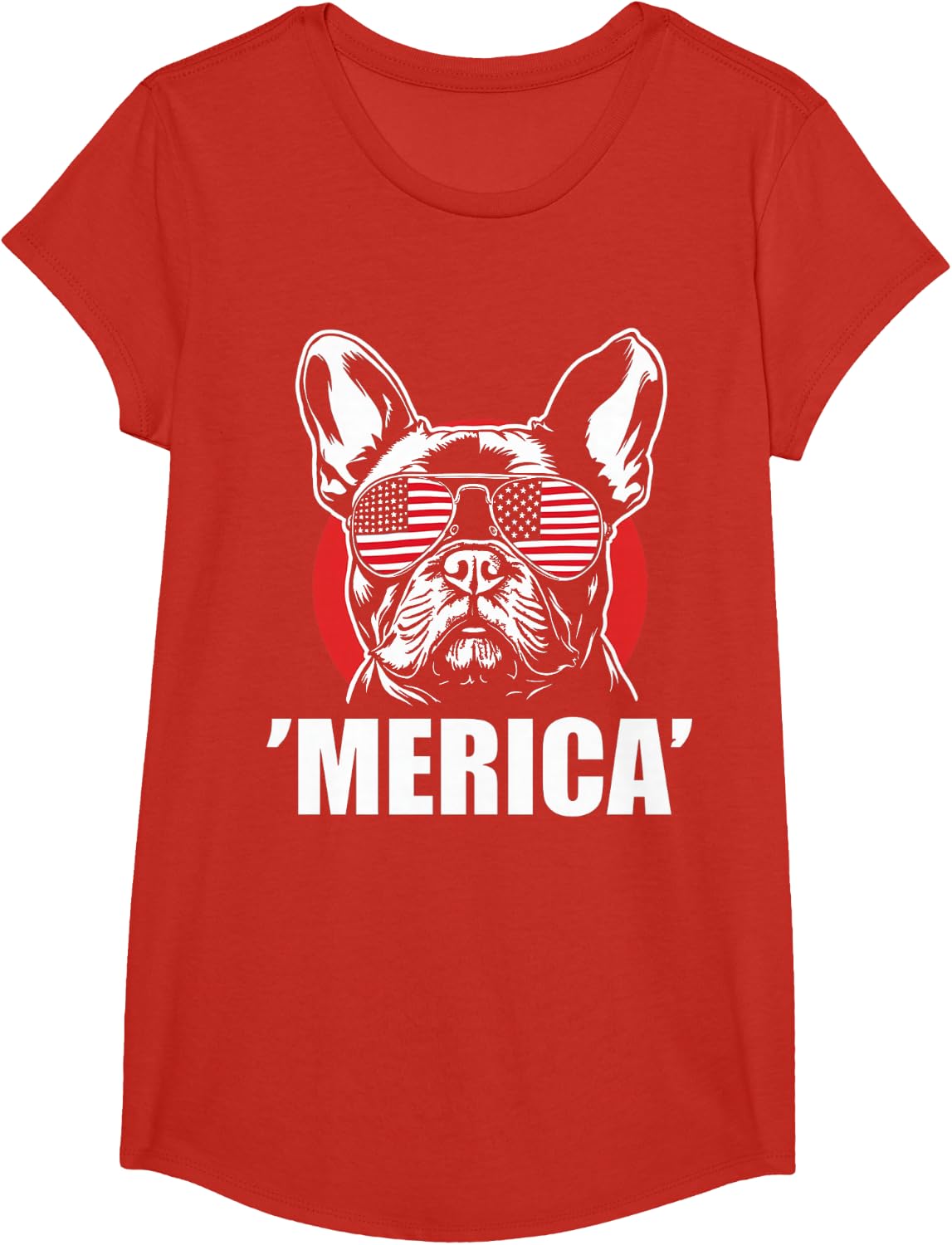 American Flag Merica French Bulldog 4th Of July kids women T-Shirt - Girls Red