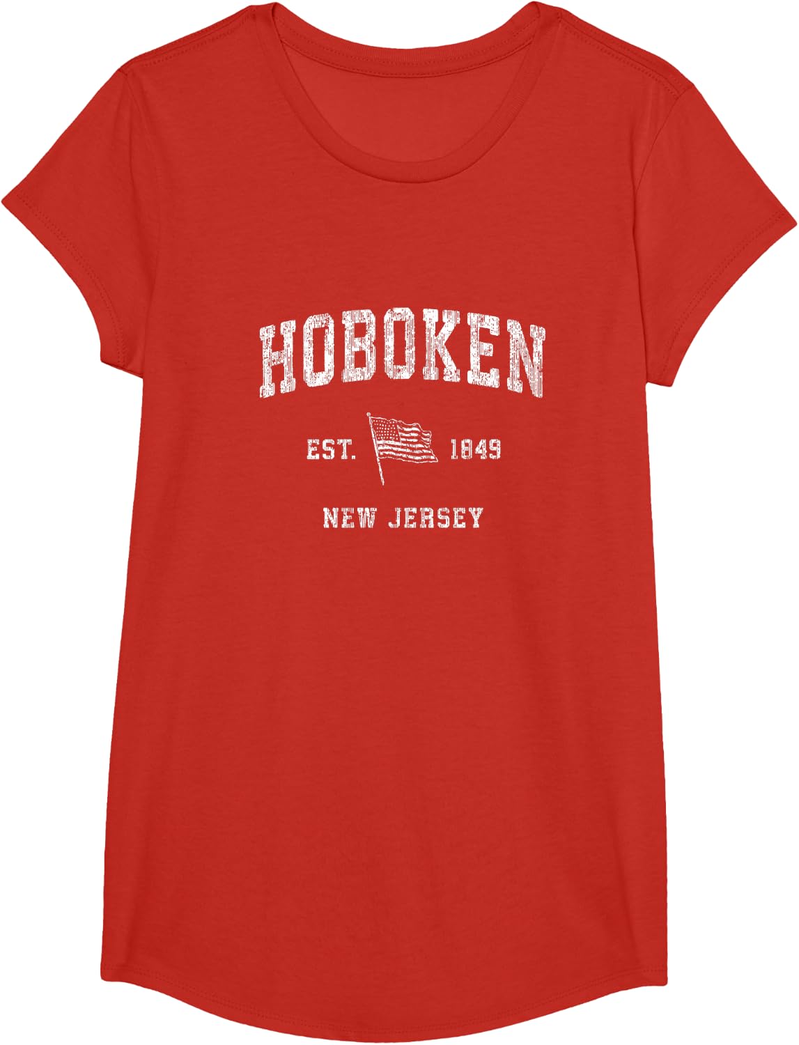 Hoboken New Jersey NJ T-Shirt Vintage US Flag Sports Tee T-Shirt - Girls Red
