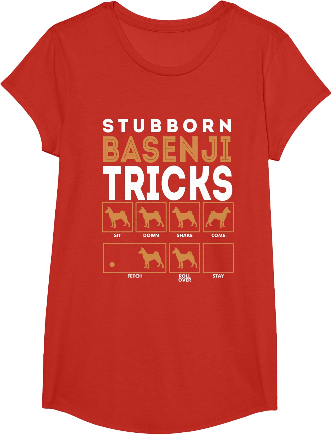 Stubborn Basenji Dog Tricks Graphic Tee T-Shirt For Dog Lovers - Girls Red