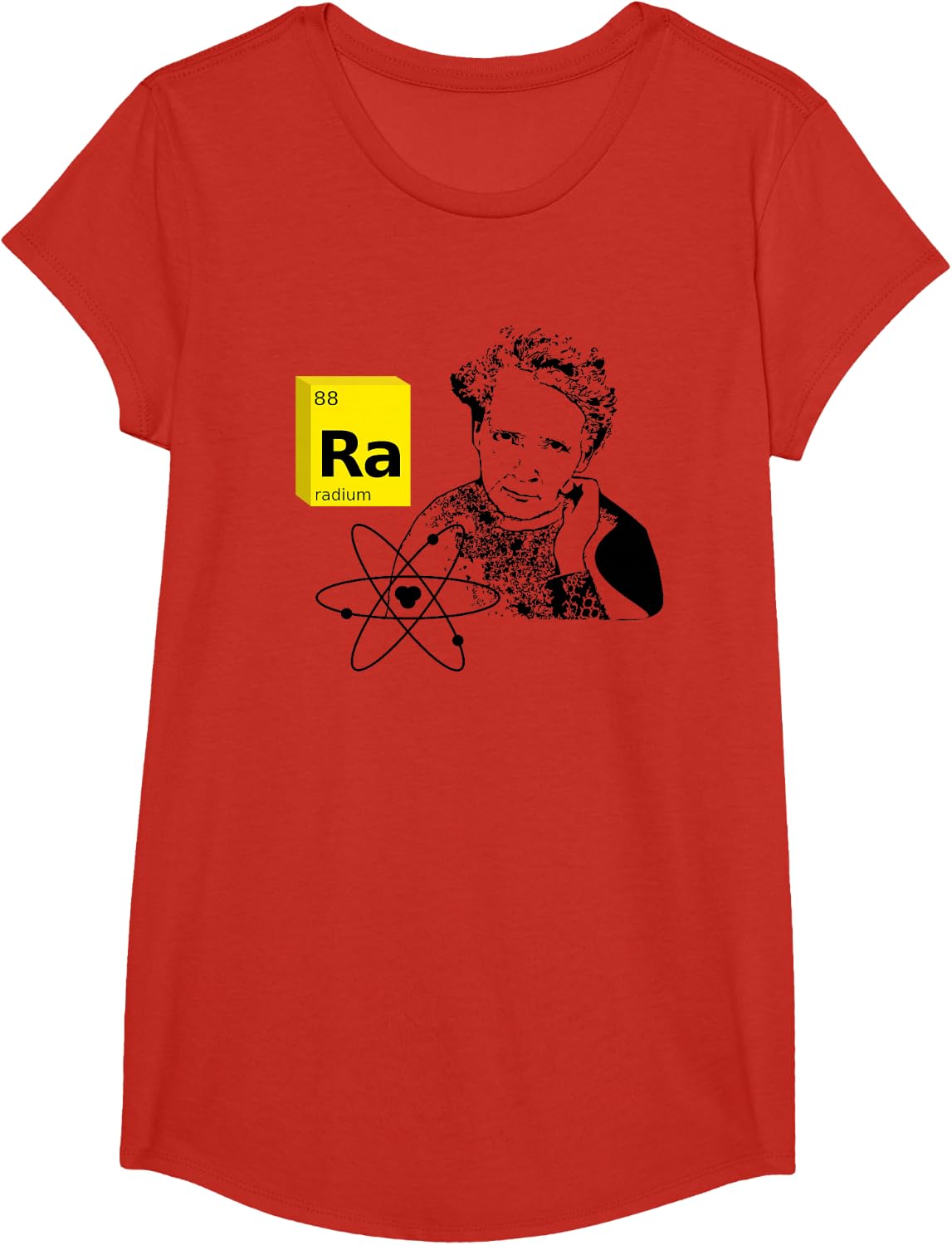 Marie Curie Radium Physics Teacher Science Gift Atom Men Women Girls Kids T-Shirt - Girls Red