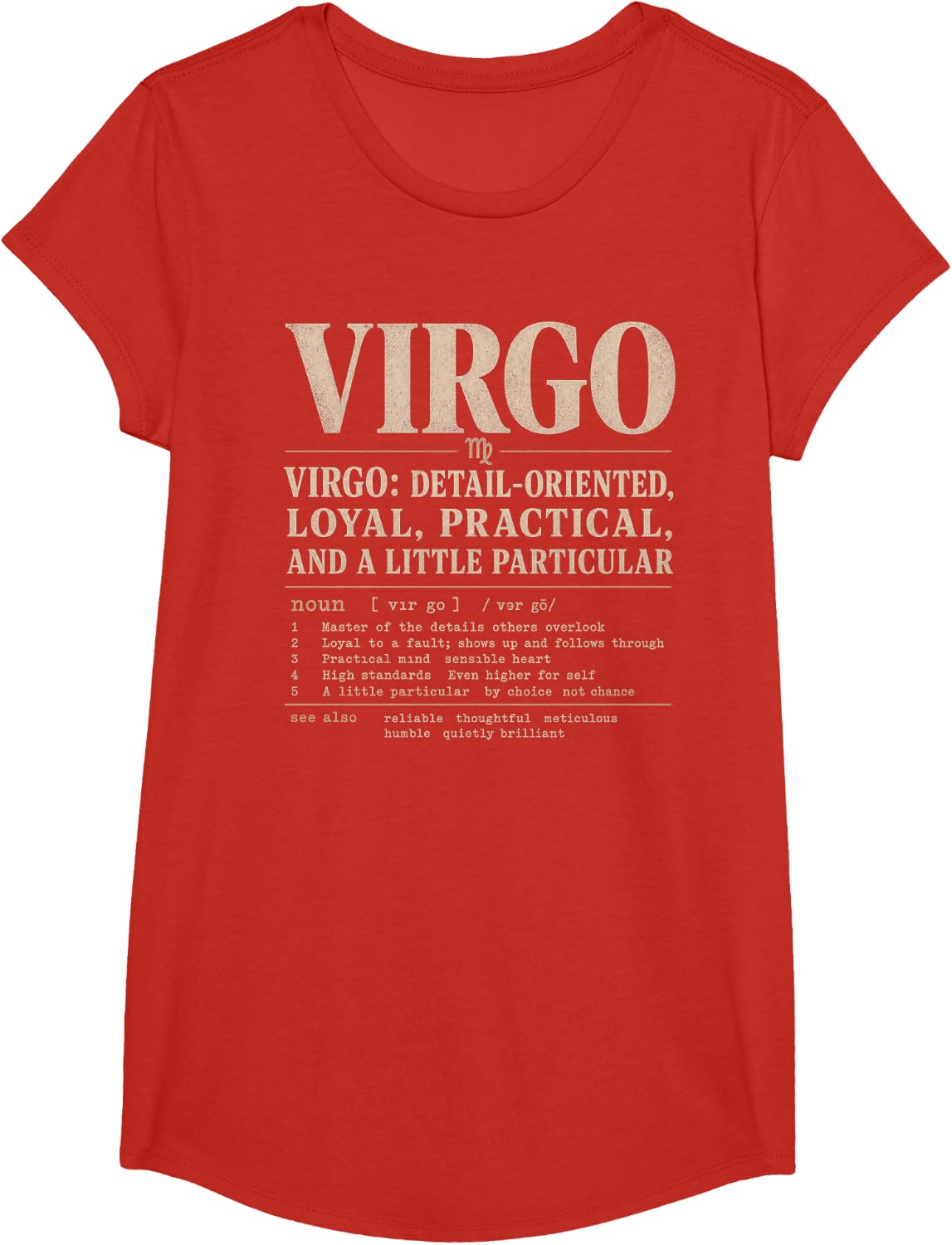 Virgo Zodiac Sign Detail Oriented Astrology T-Shirt - Girls Red