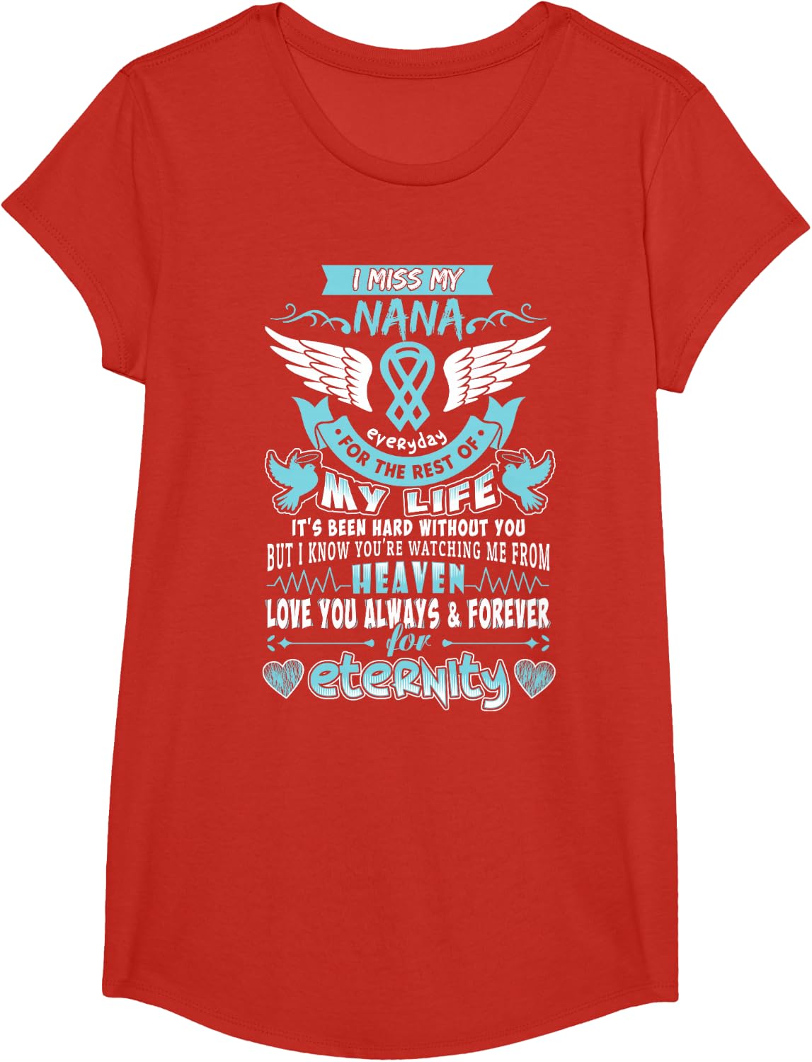Nana Is My Guardian Angel Missing Memorial Day For Men Women T-Shirt - Girls Red