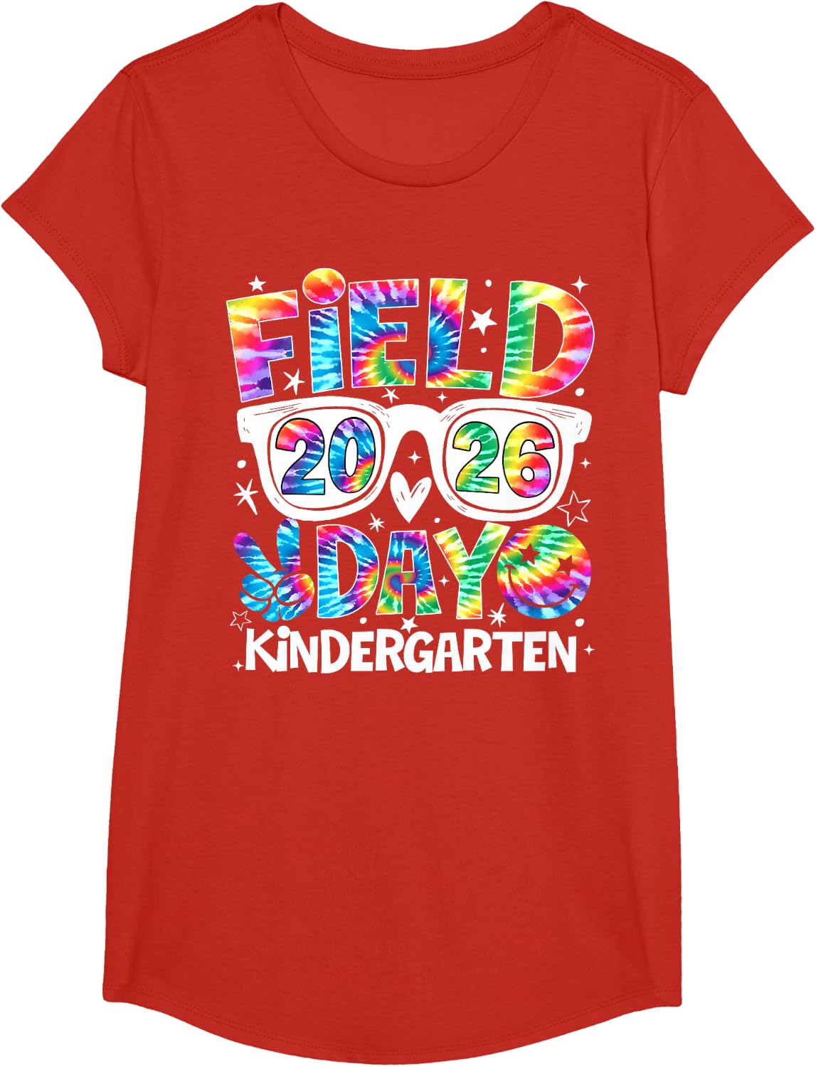Field Day 2026 Kindergarten Tie Dye T-Shirt Teacher Kid Tees School Spirit - Girls Red