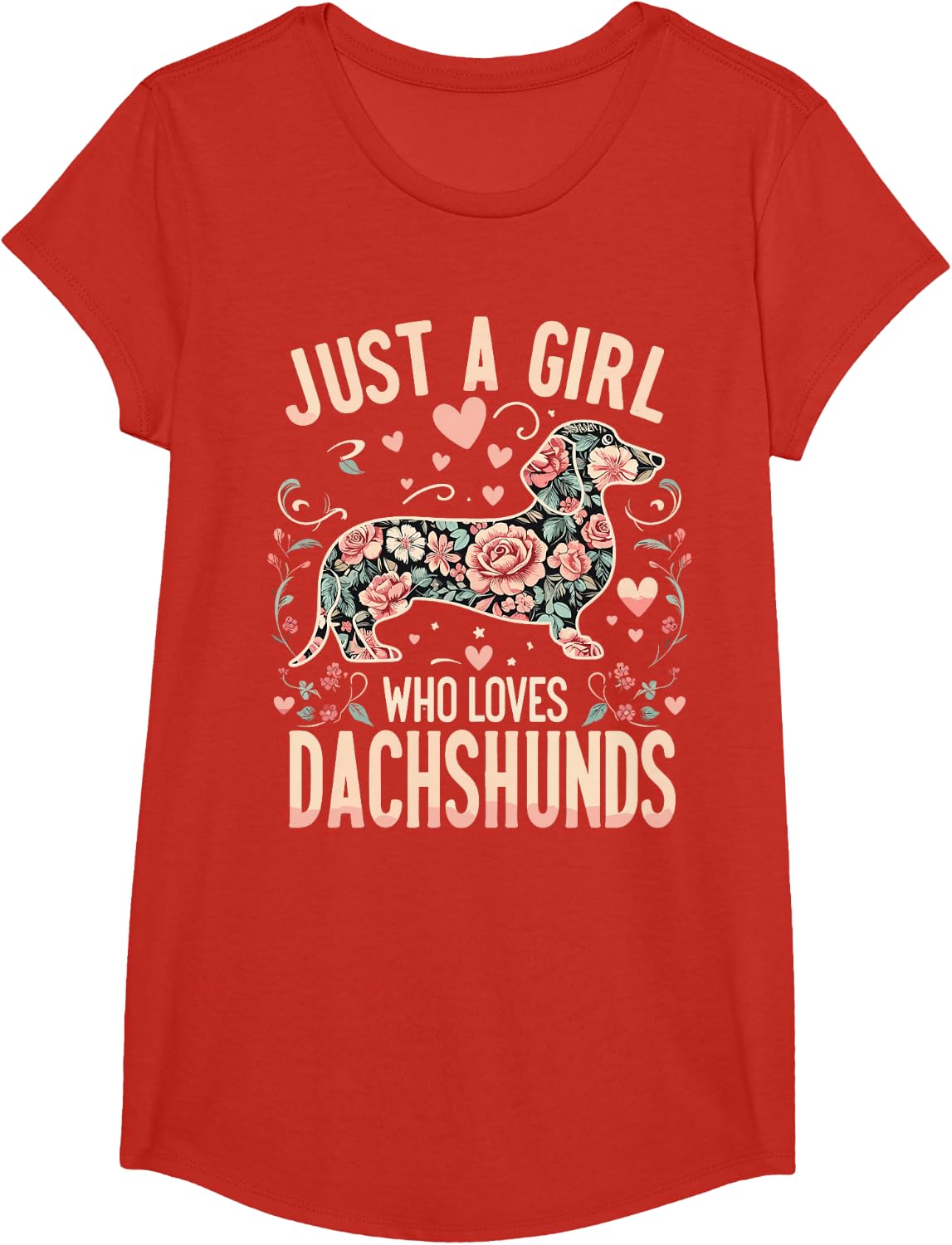 Just A Girl Who Loves Dachshunds T-Shirt Funny Dachshund Tees For Women Dog Lover Tee - Girls Red