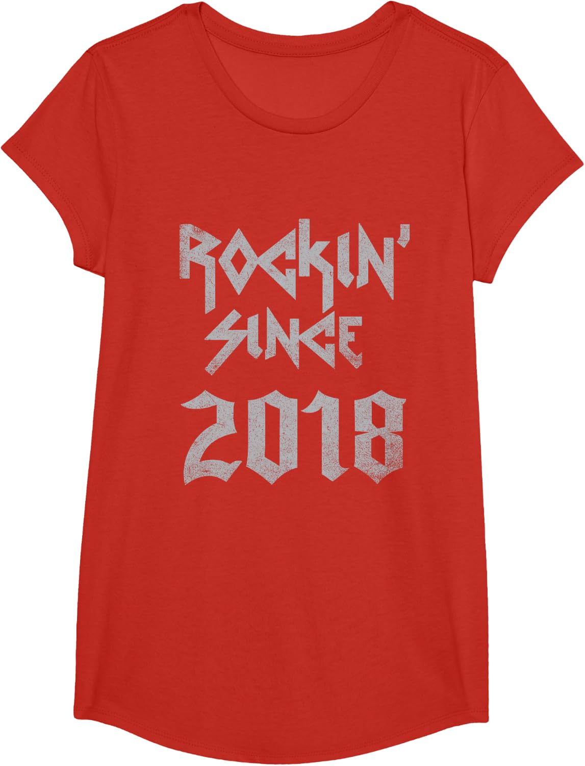 Rockin Since 2018 Classic Rock Year of Birth Birthday T-Shirt - Girls Red