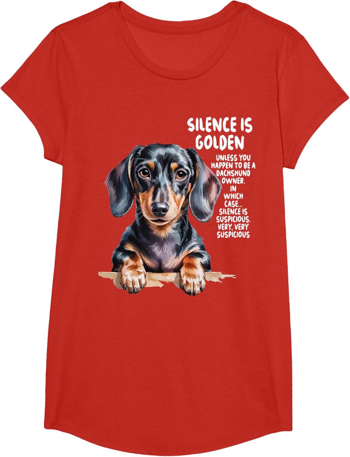 Dachshund Ideas for Men & Novelty Miniature Sausage Dog T-Shirt - Girls Red