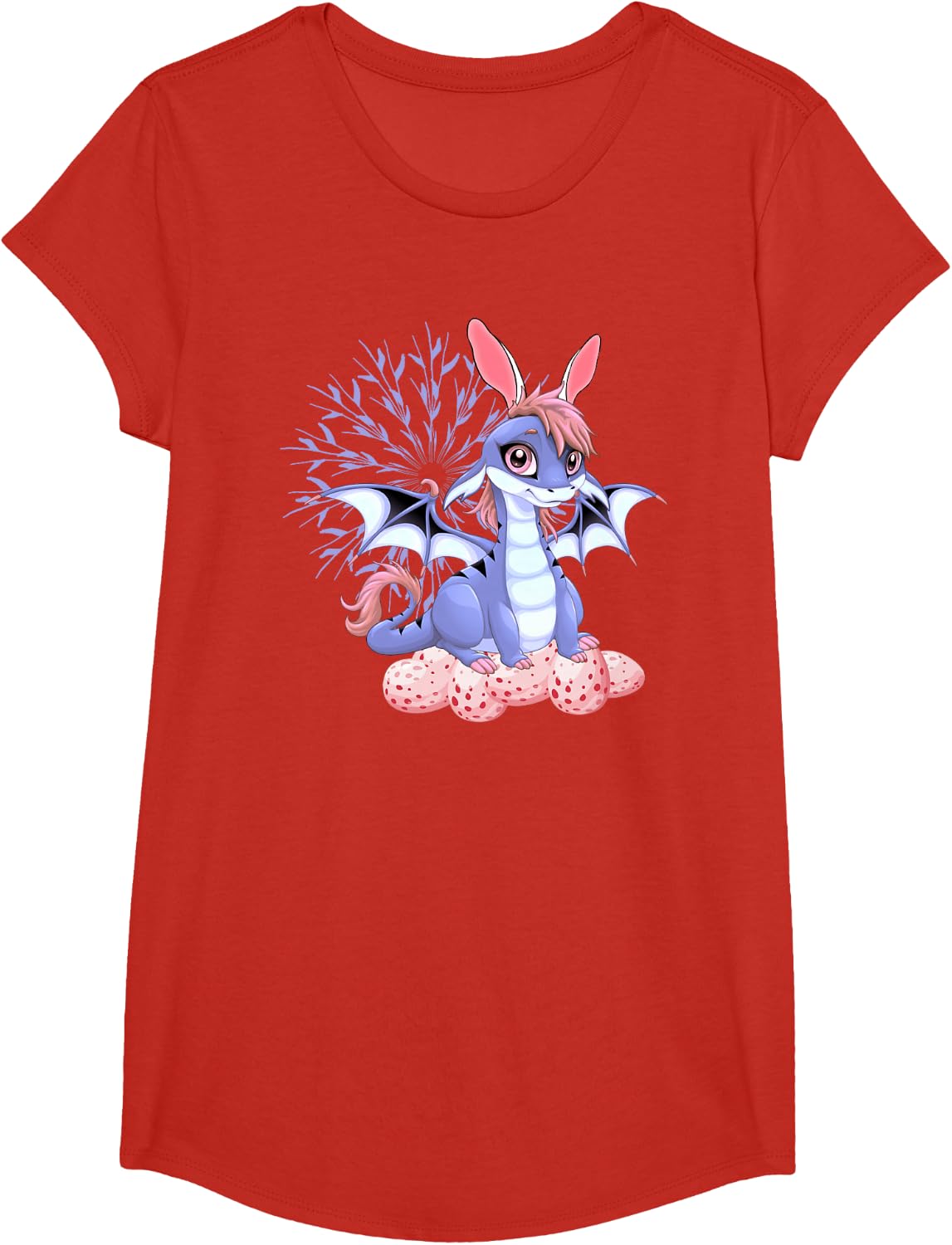 Cute Anime Dragon Bunny Easter Shirt Toddler Girl Boy T-Shirt - Girls Red