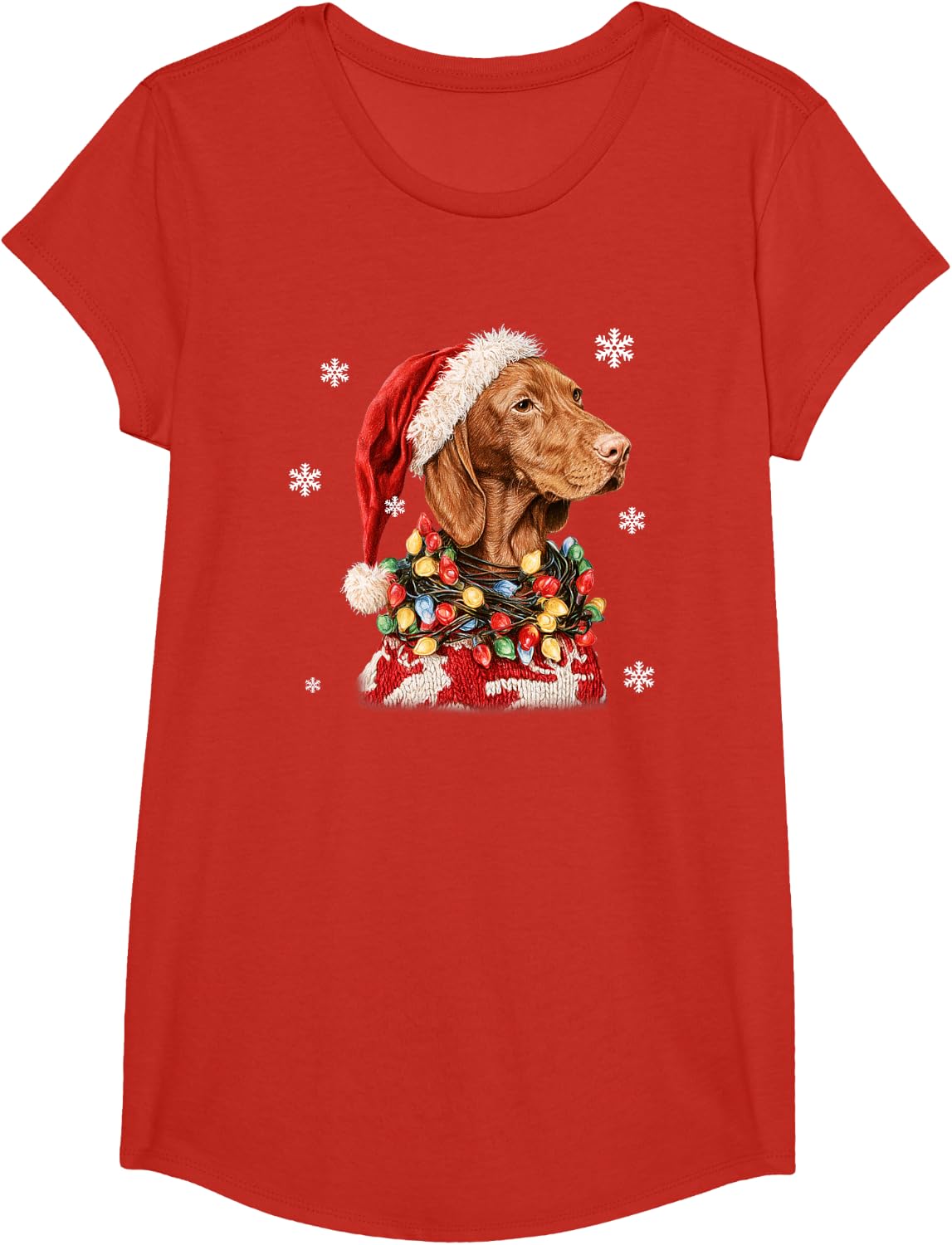 Vizsla Dog Christmas Matching Family Men Women Xmas T-Shirt - Girls Red
