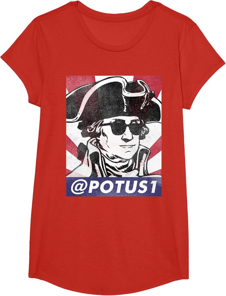 @POTUS1 First President of The USA George Washington T-Shirt - Girls Red