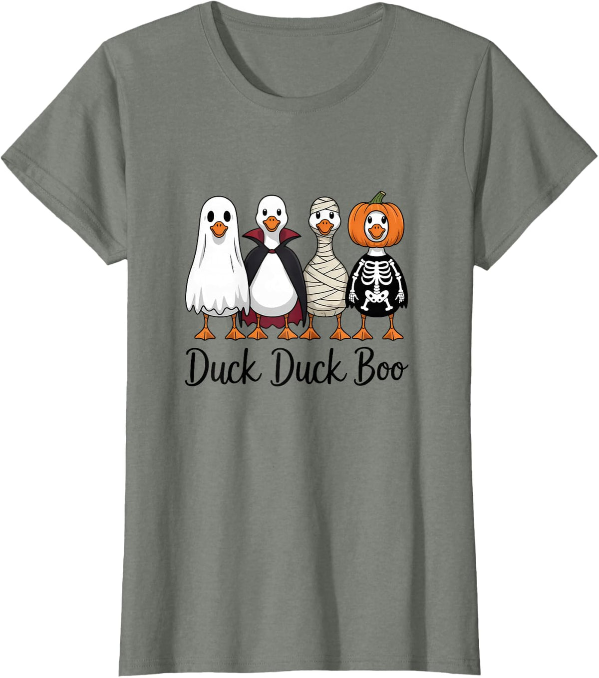 Duck Duck Boo Funny Goose Halloween Costume T-Shirt - Olive Heather