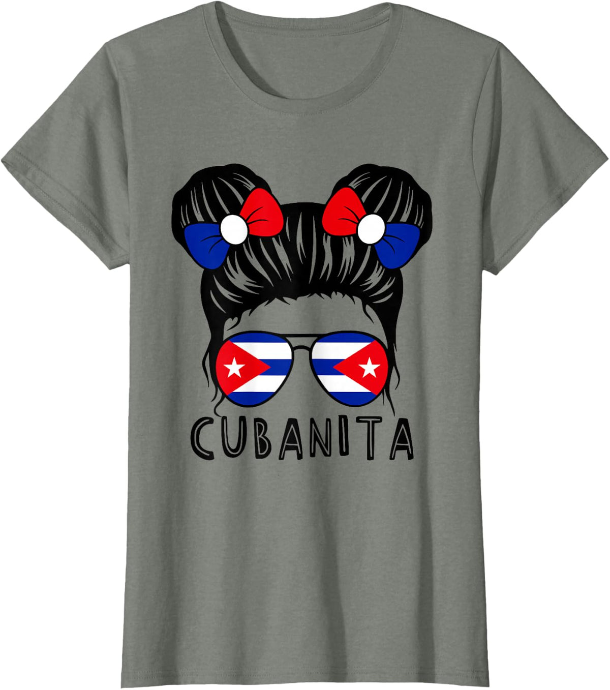Cubanita Cuban Girl Cuba Flag Mes De La Herencia Hispana T-Shirt - Olive Heather