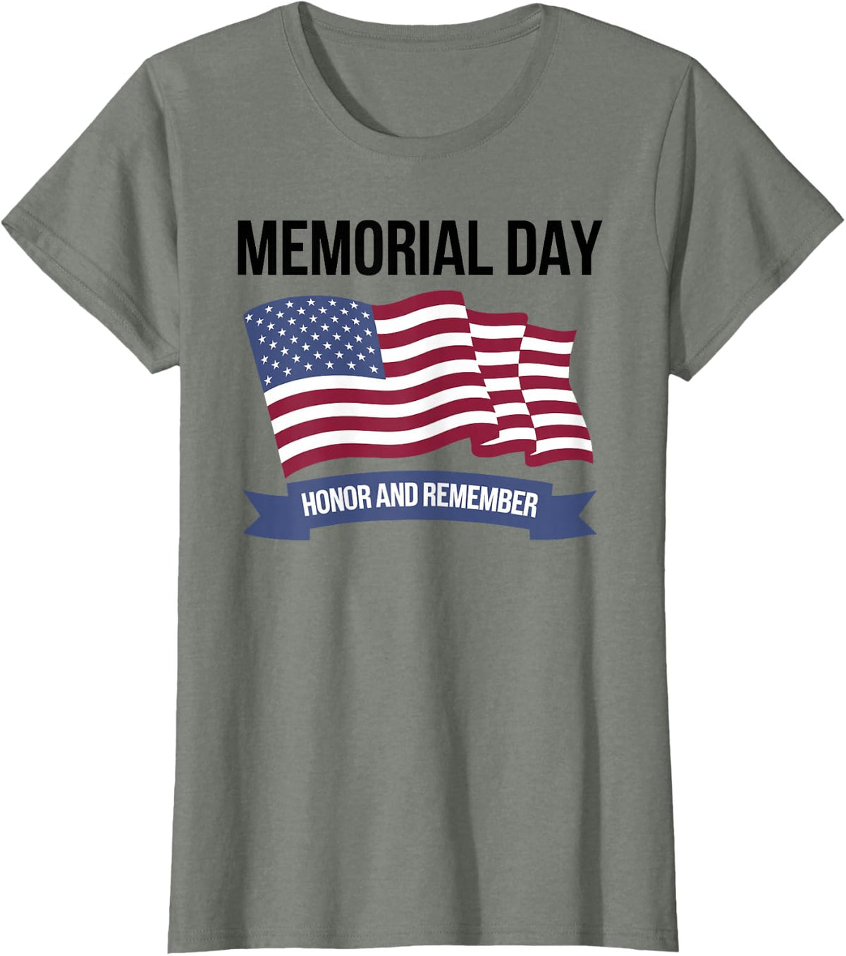 Memorial Day Honor and Remember USA Flag 2026 Military Honor T-Shirt - Olive Heather