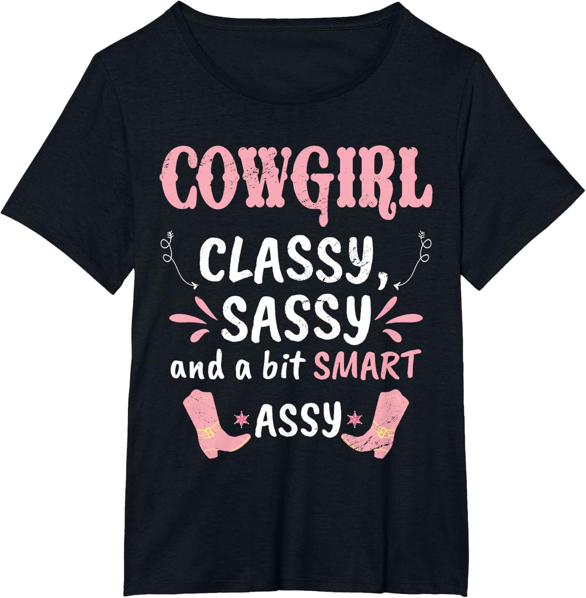Funny Cowgirl Graphic Women Girls Cowgirl Western Rodeo T-Shirt - Black