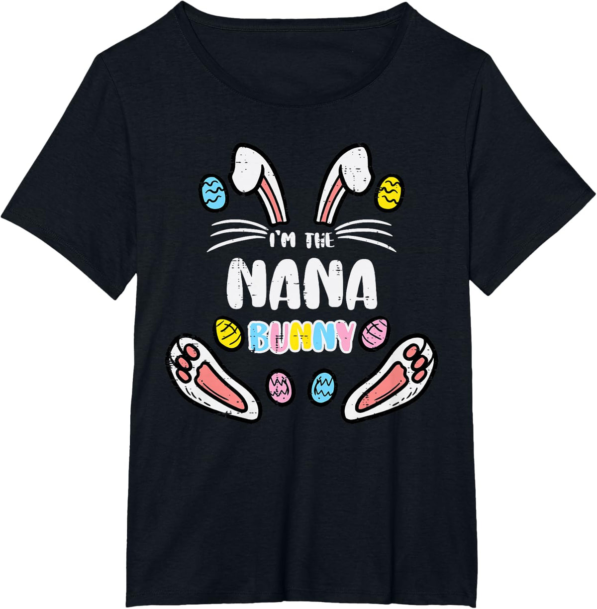 Nana Bunny Easter Matching Family Rabbit Grandma Mimi Women T-Shirt - Black