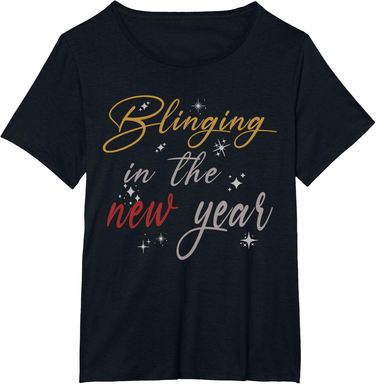 Cute Happy New Year Gift Blinging In New Year T-Shirt - Black