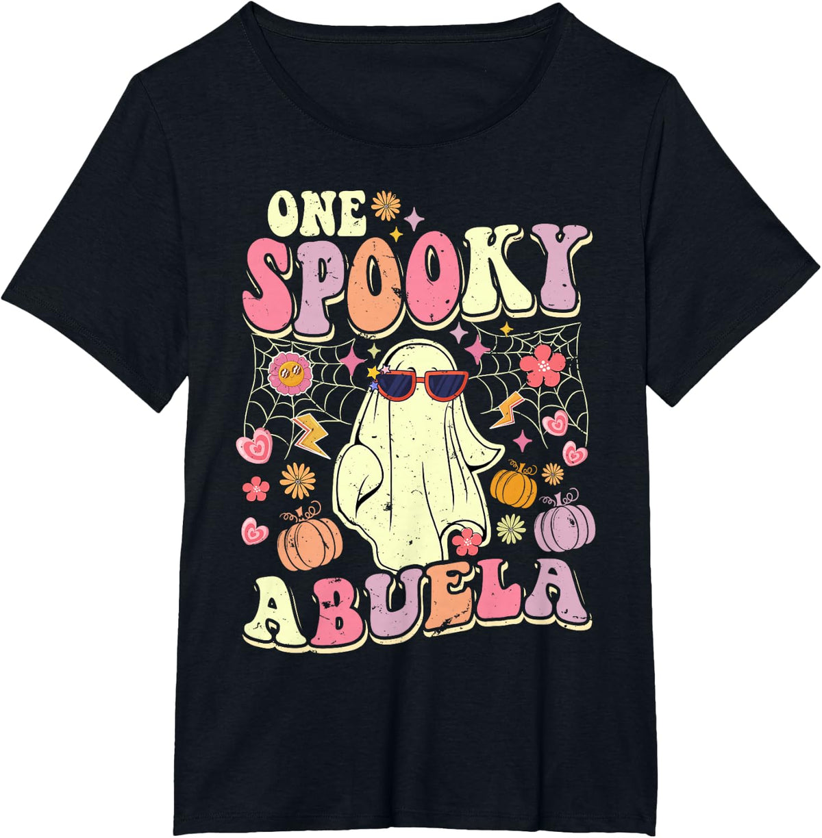 One Spooky Abuela Grandma Halloween Ghost Fun Costume T-Shirt - Black