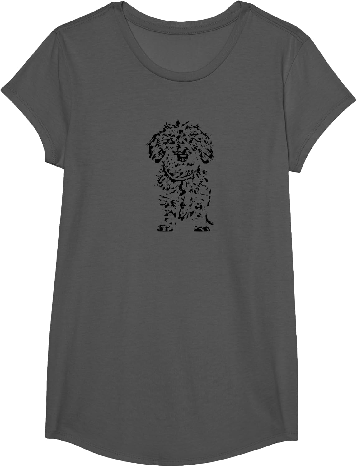 Wire Haired Dachshund Wiener Dog Gift Black Doxie Men Women Girls Kids T-Shirt - Girls Asphalt Grey