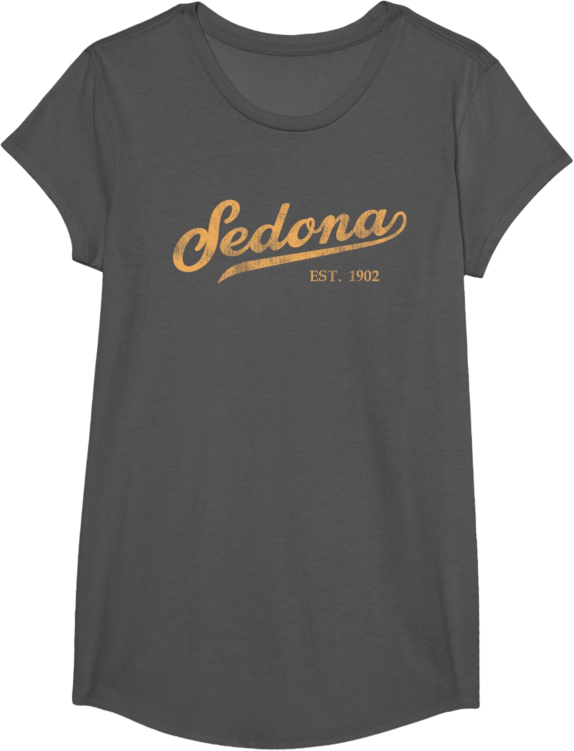 Retro Sedona Script Vintage Throwback Mens Womens Kids T-Shirt - Girls Asphalt Grey