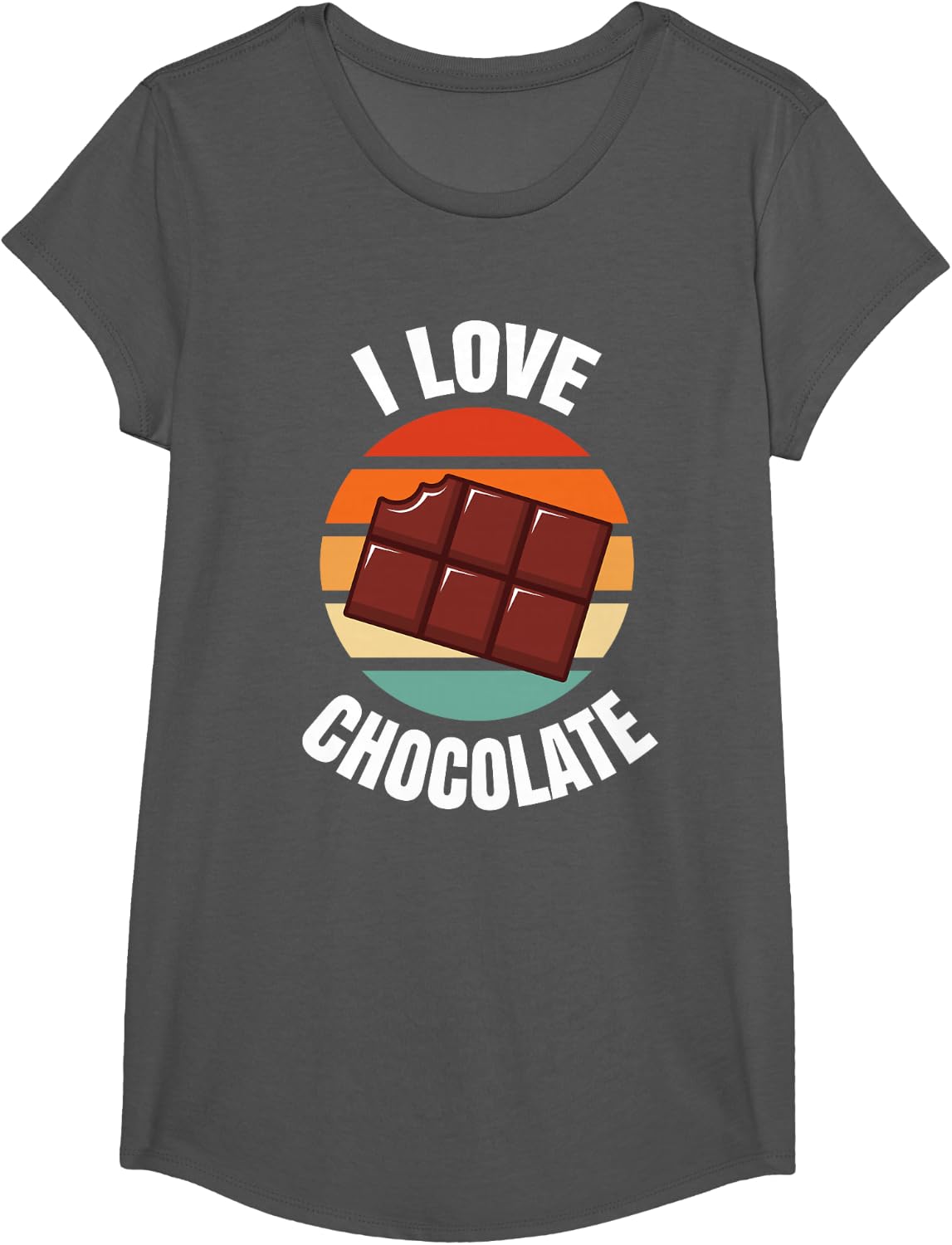 I Love Chocolate T-Shirt - Girls Asphalt Grey