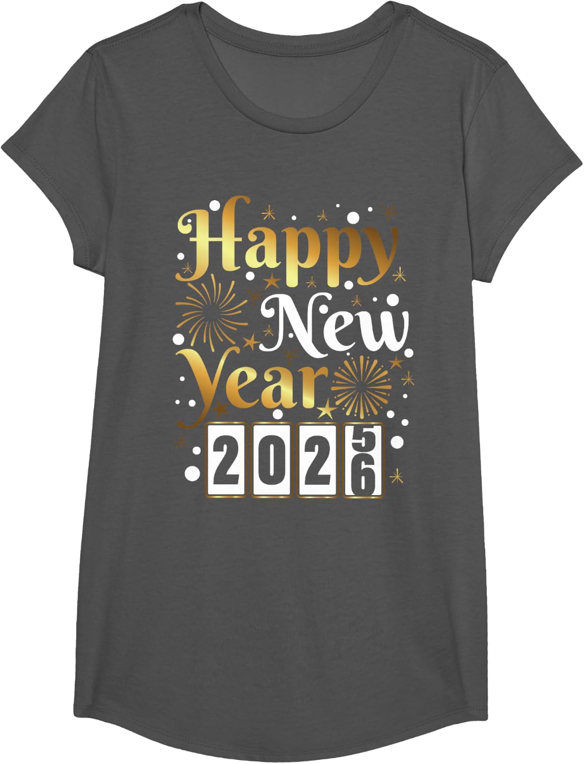 Happy New Year 2026 Years Eve Party Family Matching T-Shirt - Girls Asphalt Grey