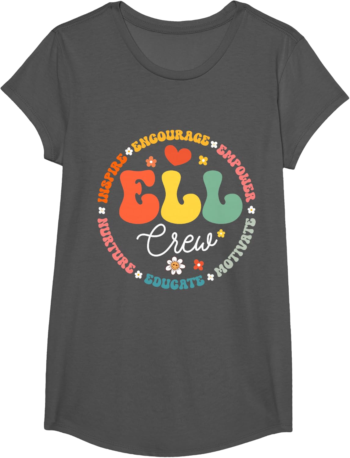 ELL Crew School Assistant School English Language Learner T-Shirt - Girls Asphalt Grey