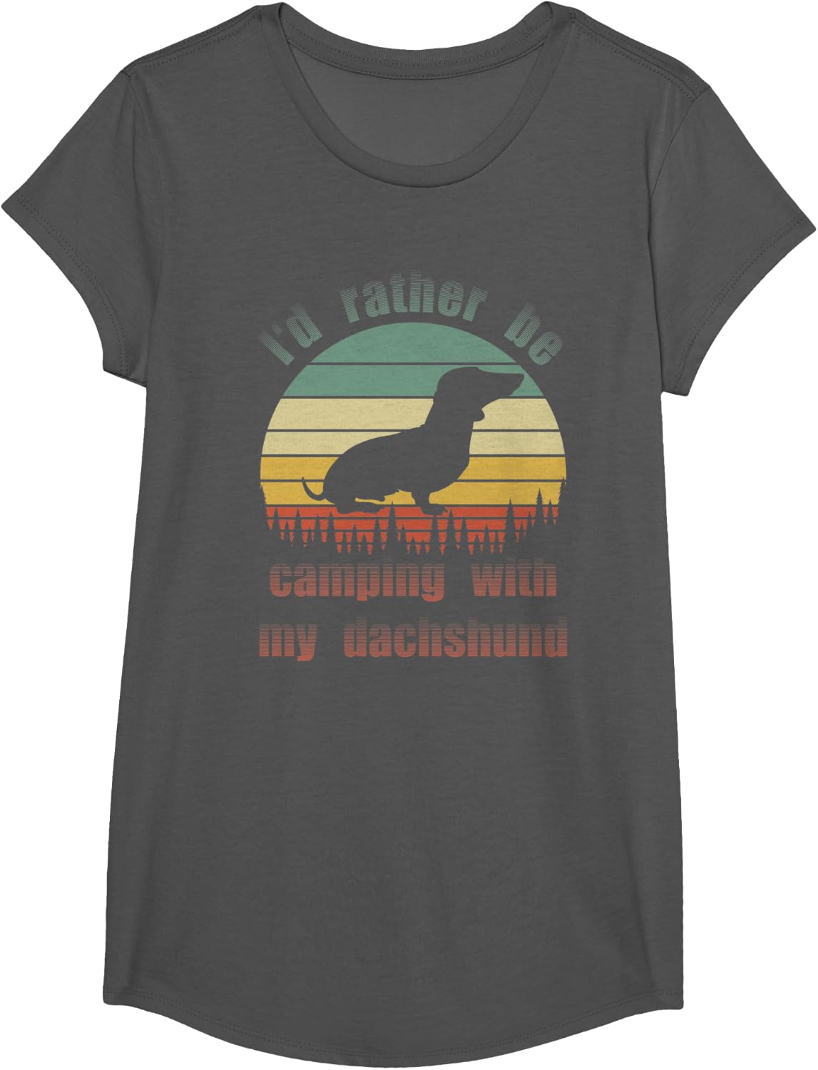 I'd Rather Be Camping With My Dachshund Weiner Dog Lover Men Women Girls Kids T-Shirt - Girls Asphalt Grey