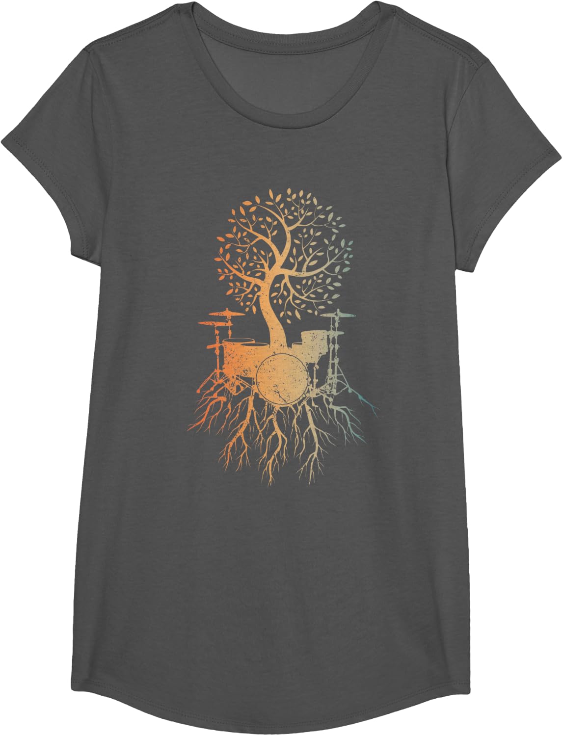 Cool Drum Set Art For Men Women Drummer Music Drumming Lover T-Shirt - Girls Asphalt Grey