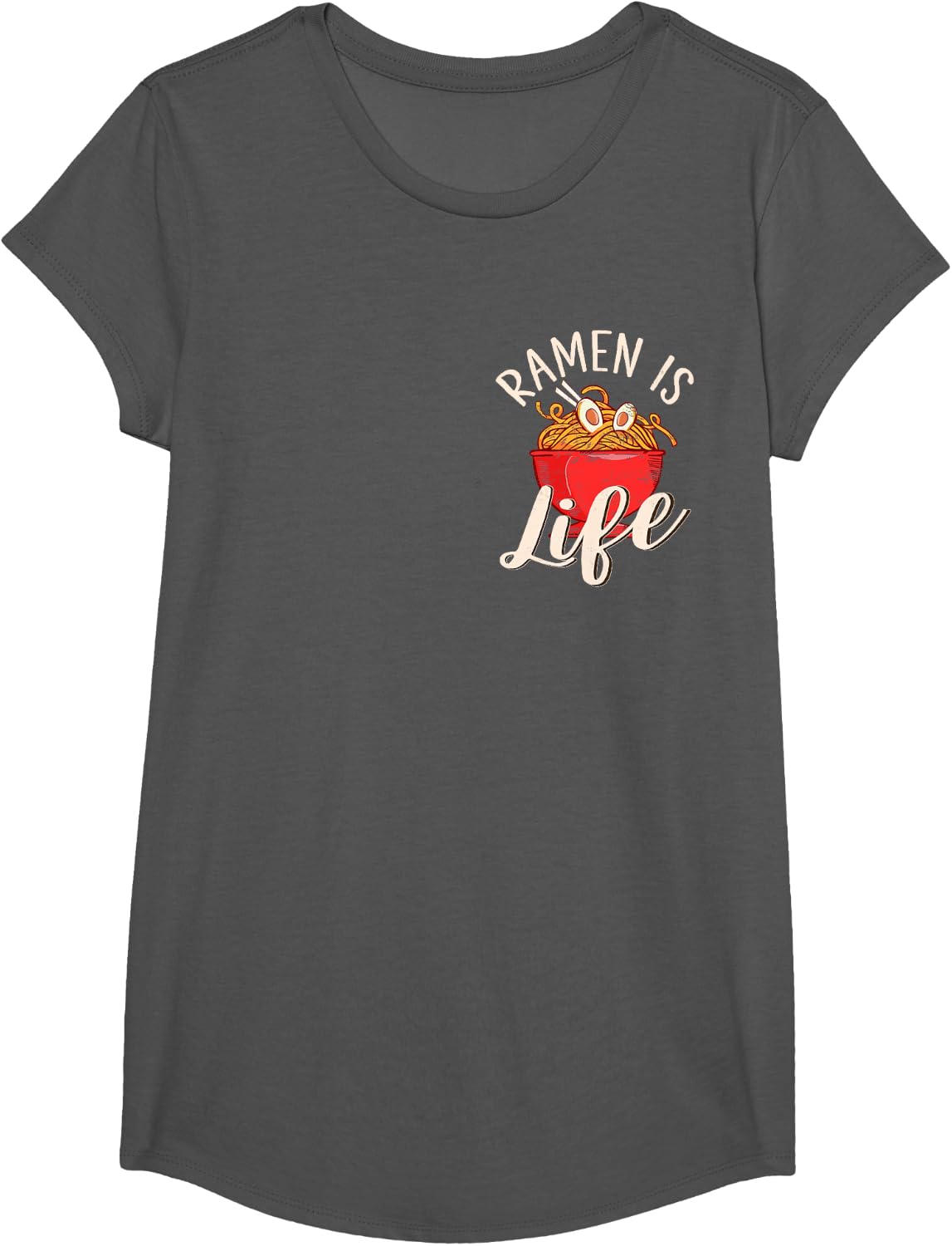 Ramen Is Life Japanese Ramen Noodles Vintage T-Shirt - Girls Asphalt Grey