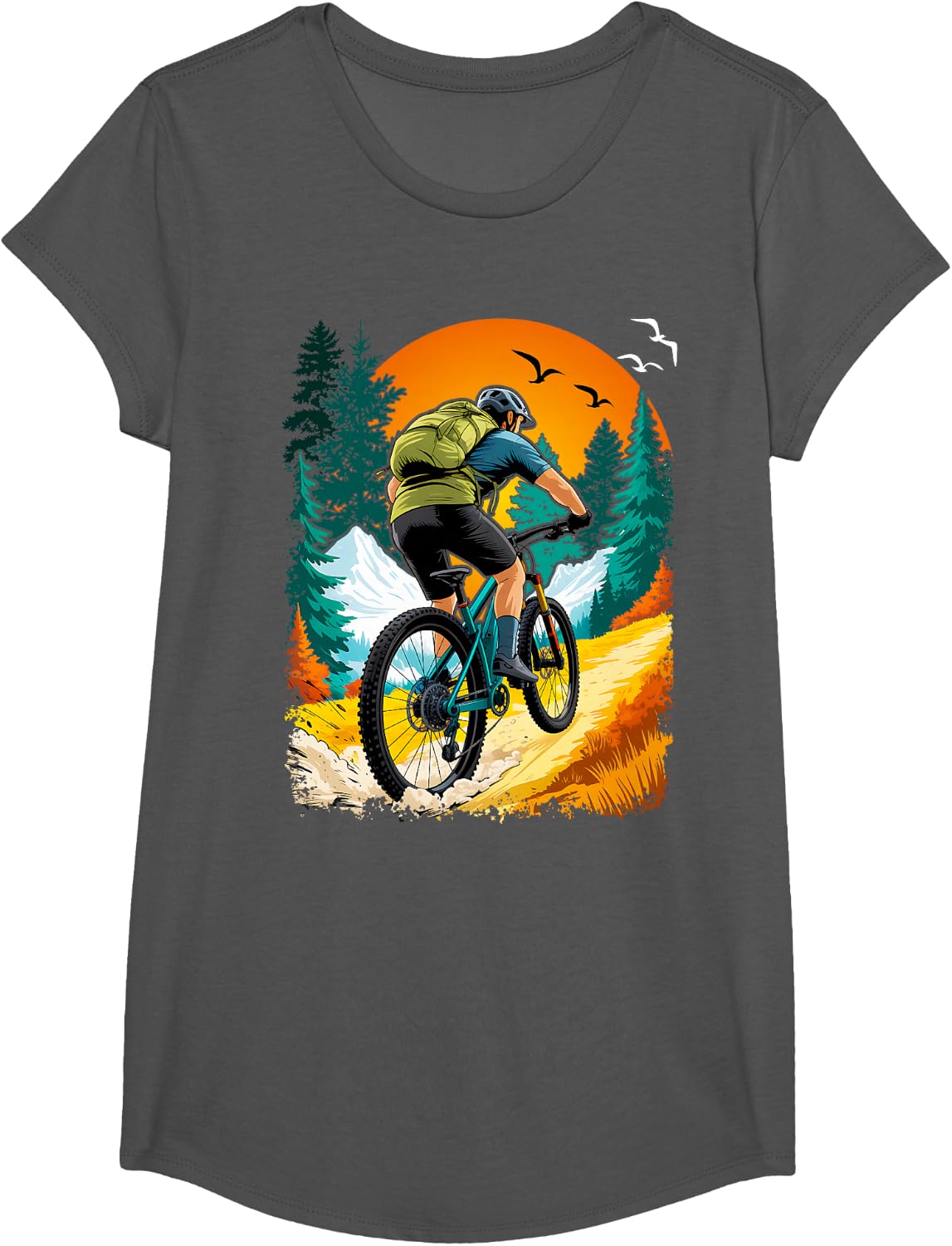 Mountain Bike MTB Clothing - MTB Mountain Bike T-Shirt - Girls Asphalt Grey