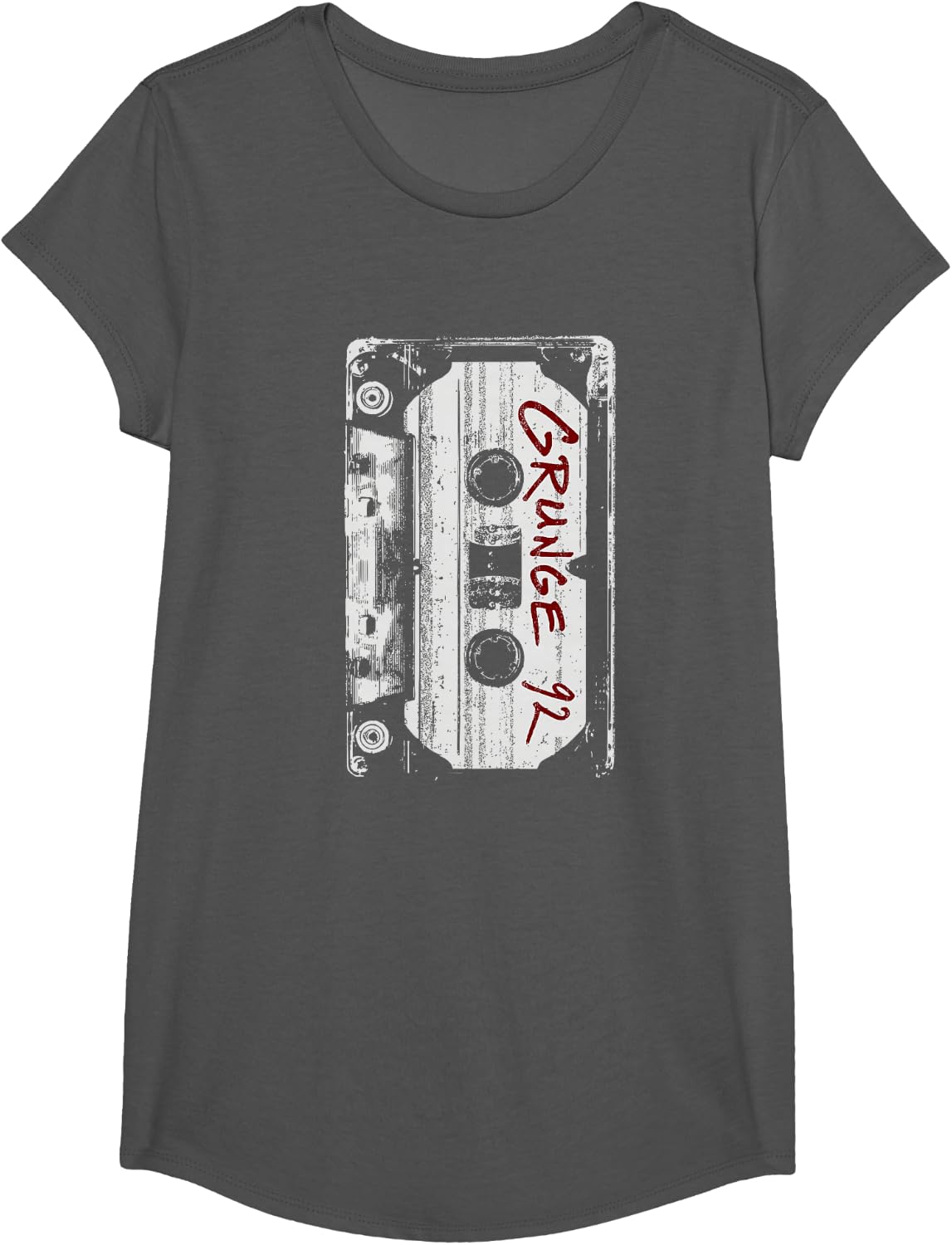 Grunge 90's Vintage Concert Mixtape Retro T-Shirt - Girls Asphalt Grey