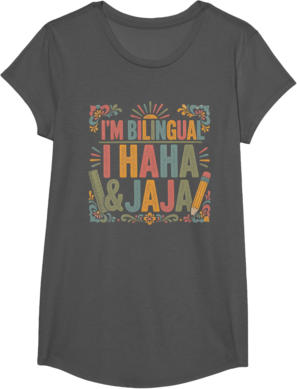 Spanish Teacher Hispanic Heritage Bilingual Jaja T-Shirt - Girls Asphalt Grey