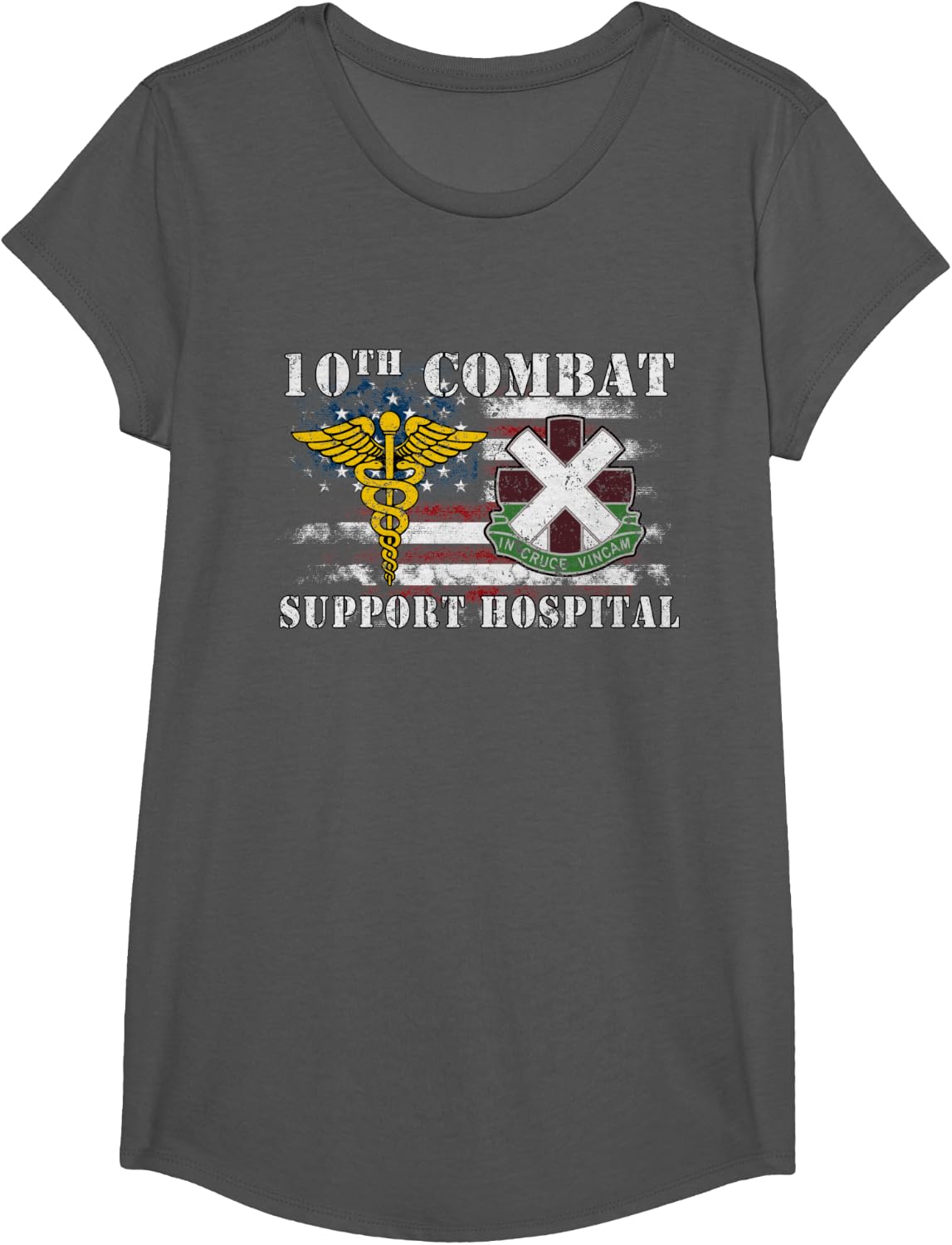 10th Combat Support Hospital Veterans Day Vintage Gifts T-Shirt - Girls Asphalt Grey