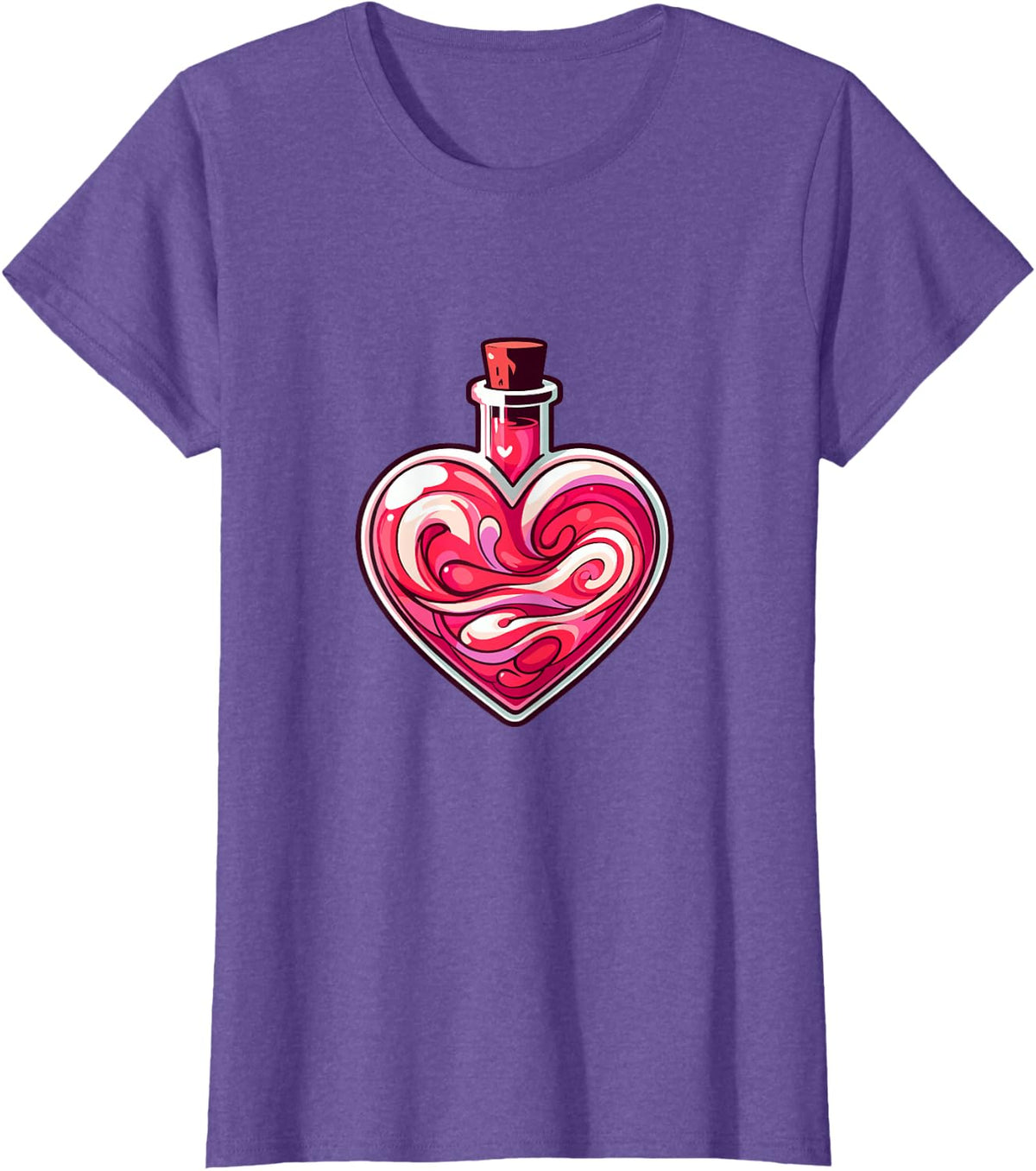 Spell Of Love Valentine Red Pink Potion Couple Spell T-Shirt - Purple Heather