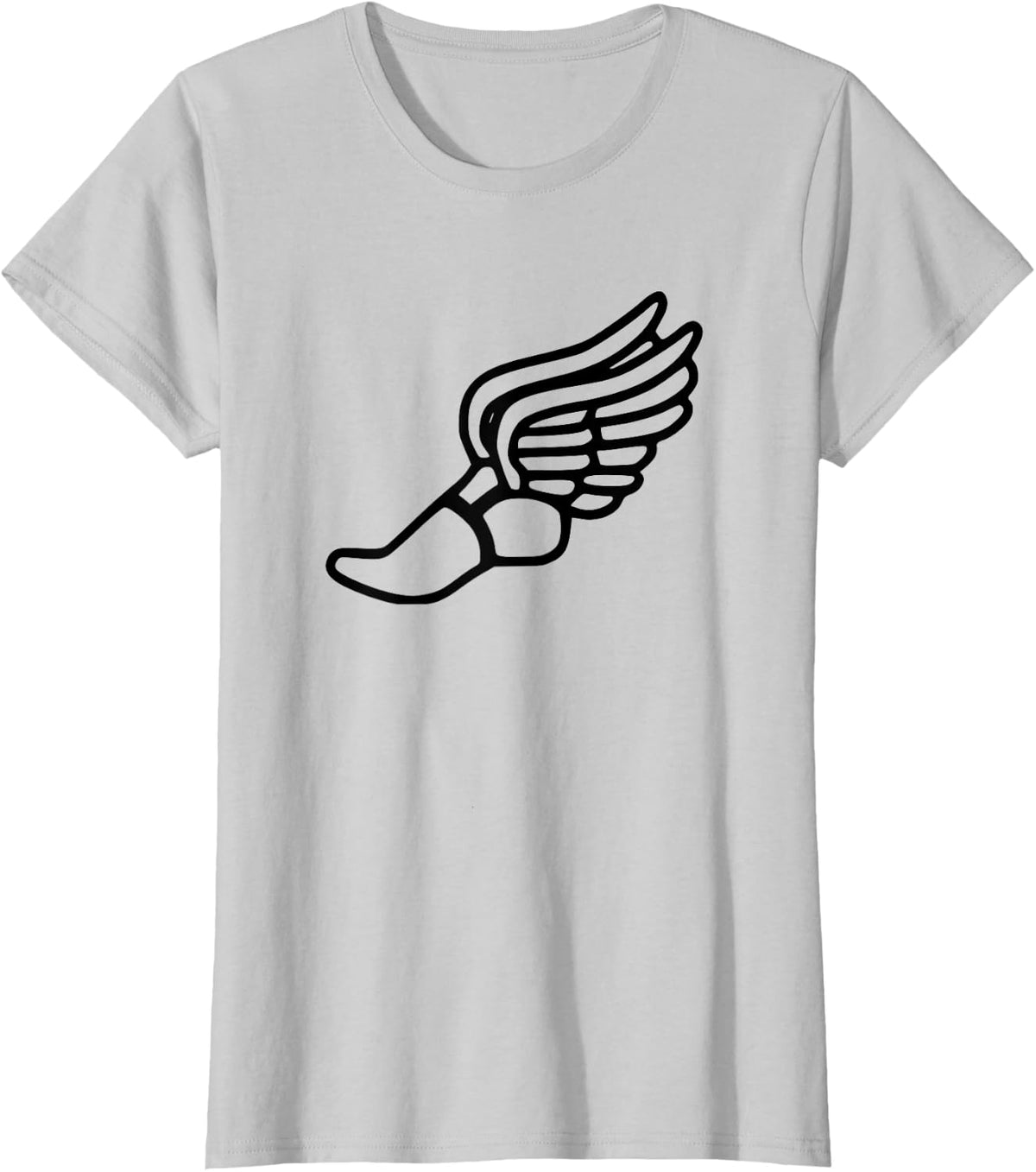 Running Shoe With Wings Track And Field Sneaker T-Shirt - Silver Grey