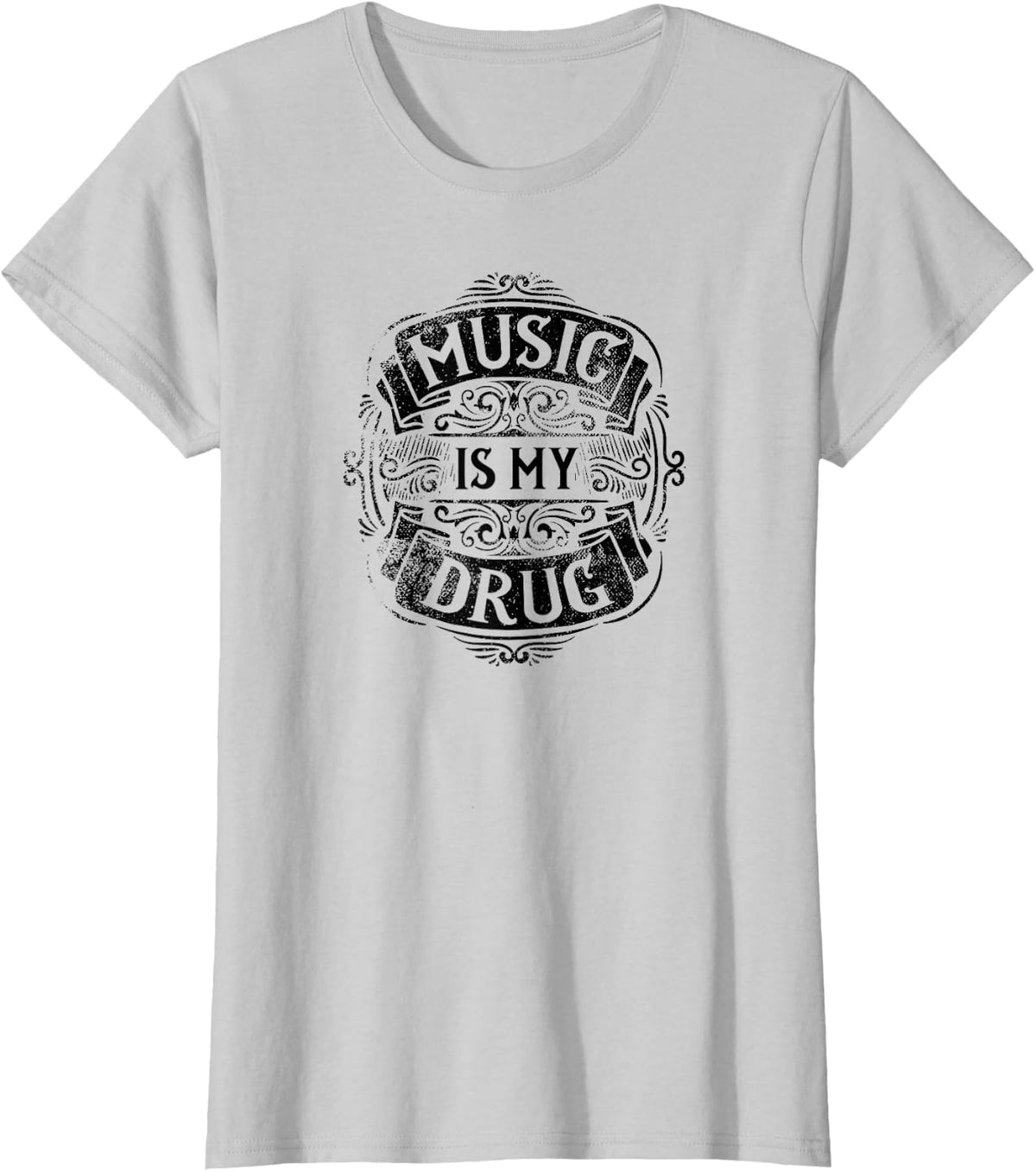Music Is My Drug Music Lover's T-Shirt - Silver Grey